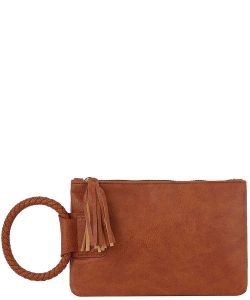 Fashion Tassel Cuff Handle Clutch Bag TD-0018 BROWN